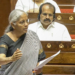 New Delhi: Union Finance Minister Nirmala Sitharaman speaks in the Rajya Sabha during the Monsoon session of Parliament in New Delhi, Tuesday, August 12, 2025. (Photo: IANS/Sansad TV)