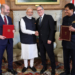 PM and the Prime Minister of the United Kingdom, Mr. Keir Starmer witnessing the exchange ceremony of Comprehensive Economic and Trade Agreement (CETA) at London, in England on July 24, 2025.