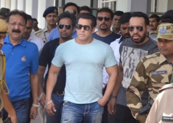 Jodhpur: Actor Salman Khan arrives at Jodhpur airport on May 6, 2018. He is scheduled to appear before a Jodhpur court in blackbuck poaching case on Monday. (Photo: IANS)