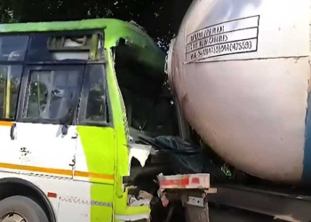 Bus Collides With Stationary Tanker