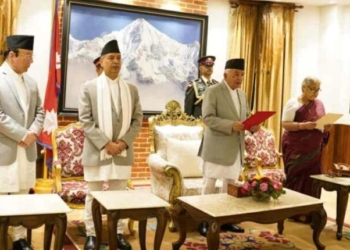 Kathmandu: Former Chief Justice Sushila Karki takes oath as the Prime Minister of the interim government, becoming the first woman Prime Minister of Nepal, in Kathmandu on Friday, September 12, 2025. (IANS)