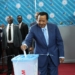 (251027) -- YAOUNDE, Oct. 27, 2025 (Xinhua) -- Paul Biya, president of Cameroon and candidate of the Cameroon People's Democratic Movement, casts his ballot at a polling station in Yaounde, capital of Cameroon, Oct. 12, 2025. Biya has been re-elected president of Cameroon for an eighth term, securing 53.66 percent of the votes, the country's Constitutional Council announced Monday. (Photo by Kepseu/Xinhua)