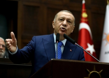 Turkish President Recep Tayyip Erdogan gives a speech in Ankara, Turkey, on May 18, 2022. (Photo by Mustafa Kaya/Xinhua/IANS)