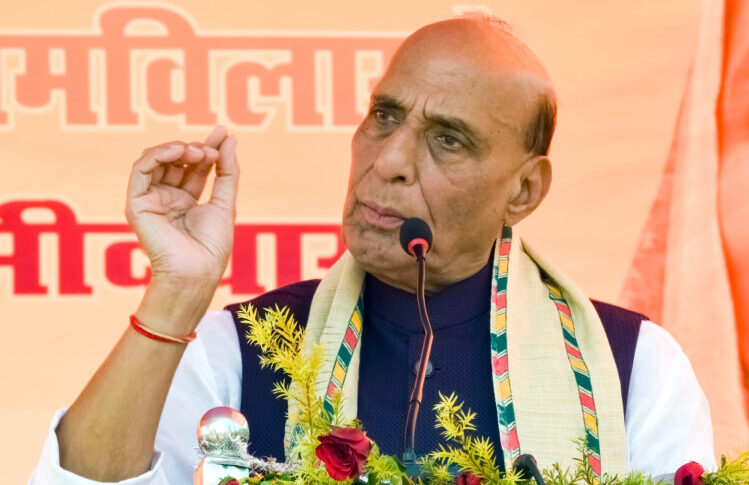 Patna: Union Defence Minister Rajnath Singh addresses during the election campaign in Fatuha and Alawalpur ahead of the Bihar Assembly elections, in Patna, Bihar, on Tuesday, November 4, 2025. (Photo: IANS)