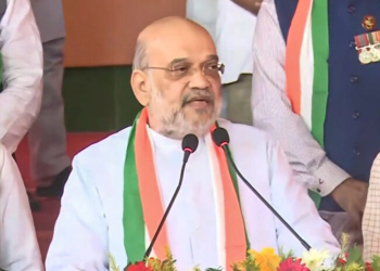 Patna: Union Home and Cooperation Minister Amit Shah addresses the programme to mark the 150th anniversary of the national song ‘Vande Mataram’, in Patna on Friday, November 7, 2025. (Photo: IANS/Video Grab)