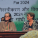 New Delhi: Indira Gandhi Memorial Trust Chairperson Sonia Gandhi and former President of Chile H.E. Michelle Bachelet during the presentation of the 2024 Indira Gandhi Prize for Peace, Disarmament & Development, at Jawahar Bhawan on Wednesday, November 19, 2025. (Photo: IANS/Qamar Sibtain)