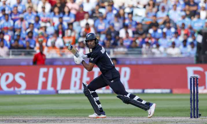 Dubai: New Zealand's Rachin Ravindra plays a shot during the ICC Champions Trophy match between India and New Zealand at Dubai International Stadium, Dubai, on Sunday, March 02, 2025. (Photo: IANS)