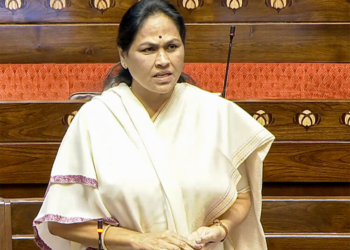 New Delhi: Minister of State Shobha Karandlaje speaks in the Rajya Sabha during the winter session of Parliament in New Delhi on Monday, December 08, 2025. (Photo: IANS/Video Grab/Sansad TV)