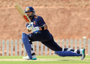 Bengaluru: Delhi's Virat Kohli plays a shot during the Vijay Hazare Trophy match between Andhra and Delhi, Elite Group D, in Bengaluru on Wednesday, December 24, 2025. (Photo: IANS)