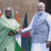 New Delhi:Prime Minister Narendra Modi,shakes hand with Bangladesh Prime Minister Sheikh Hasina before their delegation level meeting, in New Delhi,on Saturday, June 22, 2024.(Photo:IANS/Qamar Sibtain)