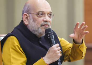 New Delhi: Union Minister for Home Affairs and Cooperation Amit Shah during an interaction with the ‘Sarathis’ of Bharat Taxi in New Delhi on Monday, February 23, 2026. (Photo: IANS/PIB)