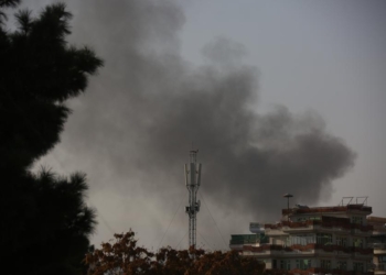 (251015) -- KABUL, Oct. 15, 2025 (Xinhua) -- This photo taken on Oct. 15, 2025 shows smoke rising from the site of an explosion in Kabul, the capital of Afghanistan. At local time around 3:00 p.m. on Wednesday, an explosion was heard in Kabul, the capital of Afghanistan, sending thick smoke billowing from the scene. (Photo by Saifurahman Safi/Xinhua)