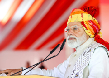 Ajmer: Prime Minister Narendra Modi addresses during the foundation stone laying and inauguration of multiple development projects, in Ajmer on Saturday, February 28, 2026. (Photo: IANS/PMO)