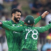Colombo: Pakistan's Shadab Khan celebrates with teammate Usman Khan after taking the wicket of Namibia's Alexander Busing-Volschenk during the ICC Men's T20 World Cup 2026 Group A match between Pakistan and Namibia at the Sinhalese Sports Club in Colombo on Wednesday, February 18, 2026. (Photo: IANS/Biplab Banerjee)
