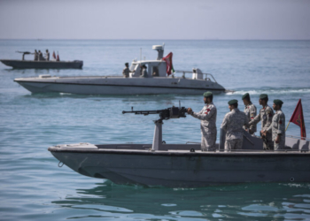 HORMUZ, April 30, 2019 (Xinhua) -- Iranian soldiers patrol the Strait of Hormuz in southern Iran, April 30, 2019. Iran's top military commander said on Sunday that the Islamic republic does not intend to close the Strait of Hormuz for the international shipping. Tehran wants the Strait of Hormuz to remain open with sustained security, Chief of Staff of Iran's Armed Forces Major General Hossein Baqeri was quoted as saying by Tasnim news agency. (Xinhua/Ahmad Halabisaz/IANS)