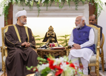 New Delhi: Prime Minister Narendra Modi and Sultan of Oman Haitham Bin Tariq during their meeting at the Hyderabad House, in New Delhi, Saturday, Dec. 16, 2023.(IANS/PIB)