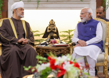 New Delhi: Prime Minister Narendra Modi and Sultan of Oman Haitham Bin Tariq during their meeting at the Hyderabad House, in New Delhi, Saturday, Dec. 16, 2023.(IANS/PIB)