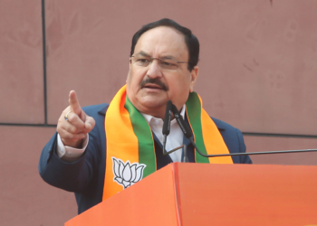 New Delhi: Union Minister JP Nadda addresses during the organisational event (Sangathan Parv) at the BJP headquarters in New Delhi, Tuesday, January 20, 2026. (Photo: IANS/Prem Nath Pandey)