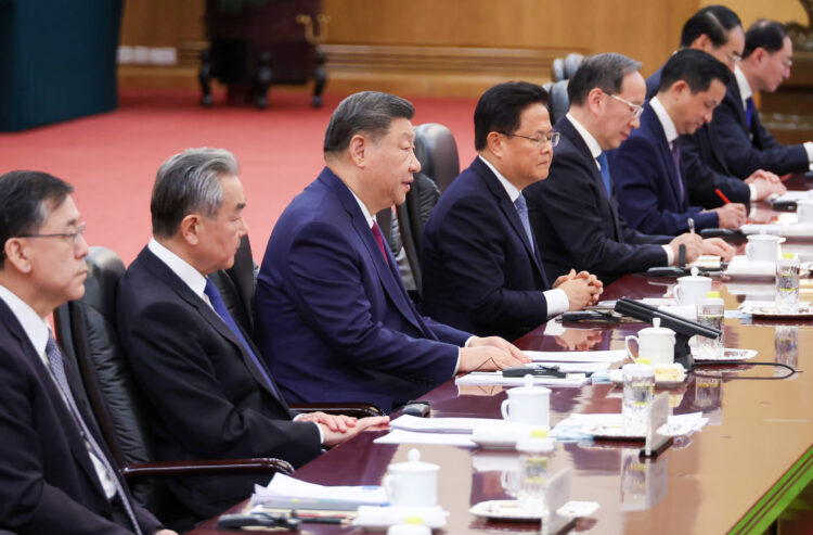 Beijing: Chinese President Xi Jinping (3rd from L) speaks to South Korean President Lee Jae Myung during their summit talks at the Great Hall of the People in Beijing on Jan. 5, 2026. (Photo: Yonhap via IANS)
