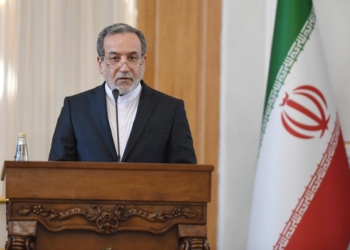 (250225) -- TEHRAN, Feb. 25, 2025 (Xinhua) -- Iranian Foreign Minister Seyed Abbas Araghchi speaks at a joint press conference with Russian Foreign Minister Sergei Lavrov (not in the picture) in Tehran, Iran, on Feb. 25, 2025. Iran will not negotiate over its nuclear program while facing external pressure or sanctions, Iranian Foreign Minister Seyed Abbas Araghchi declared Tuesday during a joint press conference with his visiting Russian counterpart, Sergei Lavrov, in Tehran. (Xinhua/Shadati)