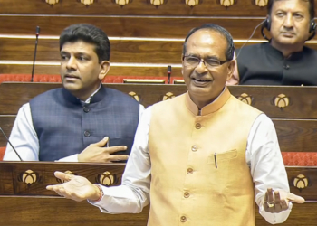 New Delhi: Union Minister Shivraj Singh Chouhan speaks in the Rajya Sabha during the Budget Session of Parliament in New Delhi on Tuesday, March 17, 2026. (Photo: IANS/Video Grab/Sansad TV)