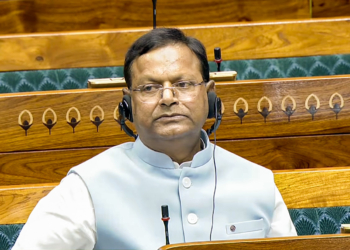 New Delhi: Union Minister of State for Finance Pankaj Chaudhary in the Lok Sabha during the second part of the Budget Session of Parliament in New Delhi on Monday, March 30, 2026. (IANS/Sansad TV)