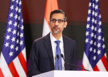New Delhi: Google CEO Sundar Pichai speaks during the signing of the Pax Silica Declaration between India and the US at the India AI Impact Summit 2026 in New Delhi on Friday, February 20, 2026. (IANS/Qamar Sibtain)