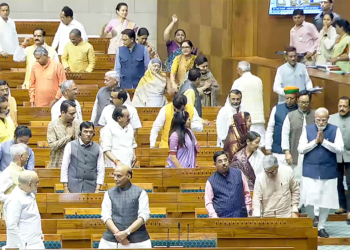 New Delhi: Prime Minister Narendra Modi in the Lok Sabha during the special sitting of the Budget Session 2026, participating in a debate on the Womens Reservation Bill, at Parliament House in New Delhi on Thursday, April 16, 2026. (Photo: IANS/Sansad TV)