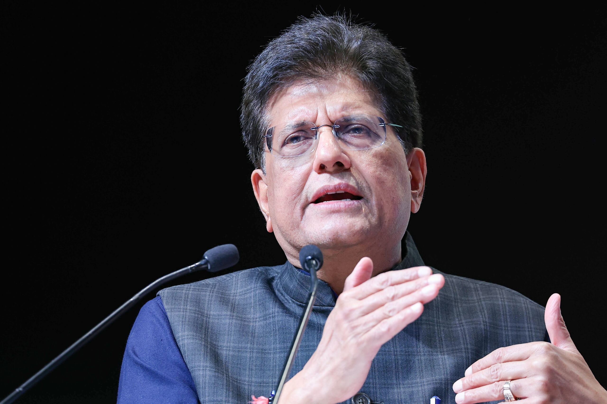 New Delhi: Union Minister of Commerce and Industry Piyush Goyal addresses the India-Korea Business Forum in New Delhi on Monday, April 20, 2026. (Photo: Yonhap via IANS)