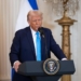 (250205) -- WASHINGTON, Feb. 5, 2025 (Xinhua) -- U.S. President Donald Trump speaks during a joint press conference with Israeli Prime Minister Benjamin Netanyahu at the White House in Washington D.C., the United States, Feb. 4, 2025. Trump met with Netanyahu here on Tuesday. (Xinhua/Hu Yousong)