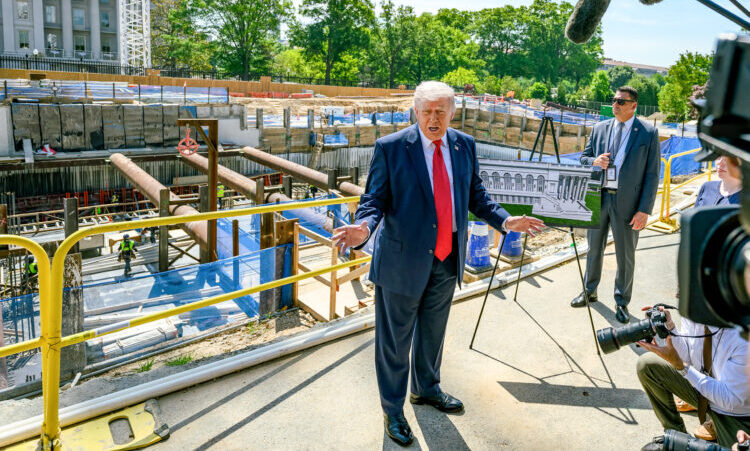 Washington D.C.: US President Donald Trump gives members of the media a look at the White House Ballroom construction project at the White House in Washington D.C. on Tuesday, May 19, 2026. (Photo: IANS/X/@WhiteHouse)