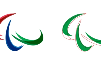 Beijing, Sept. 6, 2020 (Xinhua) -- This is a comparison between the old and new drawing of the Paralympic symbol. The updated emblem for the Beijing 2022 Paralympic Winter Games was released on Sept. 6, 2020 to match the new Paralympic symbol that was refreshed in October 2019. After consultation with the International Paralympic Committee (IPC), Beijing 2022 redrew and recolored its Paralympics emblem "Flying High" to keep in line with the new Paralympic symbol "Agitos", and the words "PARALYMPIC GAMES" were removed from the original design. (Beijing 2022 organizing committee/Handout via Xinhua/IANS)