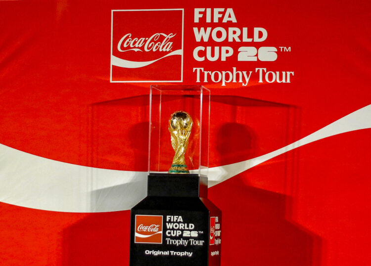 New Delhi: The FIFA World Cup trophy on display after its unveiling during its trophy tour with Coca-Cola India leadership at the Taj Mansingh hotel, in New Delhi on Saturday, January 10, 2026. (Photo: IANS/Wasim Sarvar)