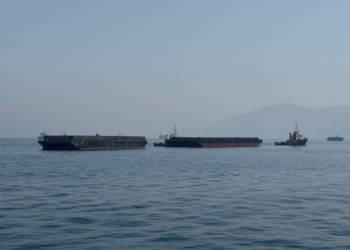 Khasab: This photo taken with a mobile phone shows merchant vessels stranded in the waters of the Strait of Hormuz, near Khasab, a small town in northern Oman, May 29, 2026. (Photo: Xinhua via IANS)