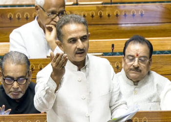New Delhi: Union Minister of State for External Affairs Kirti Vardhan Singh speaks in the Lok Sabha during the second part of the Budget Session of Parliament in New Delhi on Monday, March 23, 2026. (Photo: IANS/Video Grab/Sansad TV)