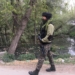 Srinagar: An encounter broke out between militants and government forces in orchards of Semthan village of Bijbehara area in South Kashmir's Kulgam district on Saturday On Saturday, April 10th, 2021.(photo: Nissar nice Malik/IANS)