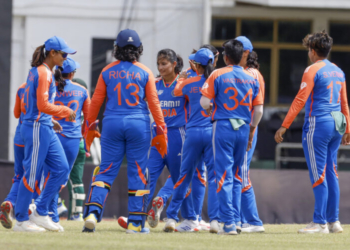 Dambulla: Renuka Singh of India and her teammates celebrate a dismissal during the Women's Asia Cup T20 match between the India Women and Bangladesh Women teams at the Rangiri Dambulla International Stadium in Dambulla on Friday, July 26, 2024. (Photo: IANS/@BCCIWomen)