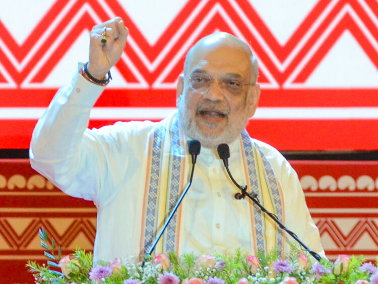 Kolkata: Union Home Minister Amit Shah speaks during the Bhumi Pujan programme for the construction of Amul's proposed world's largest curd manufacturing unit at the Biswa Bangla Convention Centre, New Town, Kolkata, on Sunday, July 19, 2026. (Photo: IANS/Kuntal Chakrabarty)
