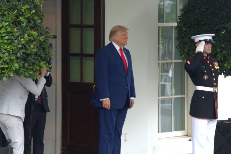 Washington: U.S. President Donald Trump (L) welcomes Lebanese President Joseph Aoun (not in the picture) at the White House in Washington, D.C., the United States, July 21, 2026. Trump said Tuesday that the United States has no interest in holding talks with Iran unless Tehran is prepared to engage in what he called "meaningful" negotiations, warning that U.S. forces would strike Iran's Pickaxe Mountain nuclear facility "pretty soon." (Photo: Xinhua via IANS)