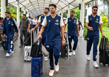 Colombo: India captain Shubman Gill, Devdutt Padikkal, and others arrive ahead of the upcoming Test series against Sri Lanka in Colombo on Tuesday, August 4, 2026. (Photo: IANS/X/@OfficialSLC)