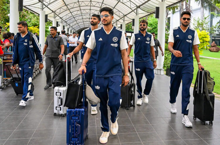 Colombo: India captain Shubman Gill, Devdutt Padikkal, and others arrive ahead of the upcoming Test series against Sri Lanka in Colombo on Tuesday, August 4, 2026. (Photo: IANS/X/@OfficialSLC)