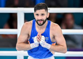 Glasgow: India's Sachin Siwach celebrates after winning the men's 60kg boxing quarter-final bout against Botswana's Treasure Moremi at the Commonwealth Games 2026 in Glasgow, Scotland, on Wednesday, July 29, 2026. (IANS/Biplab Banerjee)
