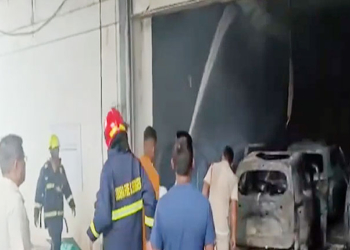 Fire Guts Car Service Centre In Brahmapur