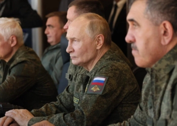 Nizhny Novgorod: Russia's President Vladimir Putin inspects the "Zapad-2025" (West-2025) joint Russian-Belarusian military drills at a training ground in the Nizhny Novgorod Oblast on September 16, 2025. (Photo: IANS/X/@mfa_russia)