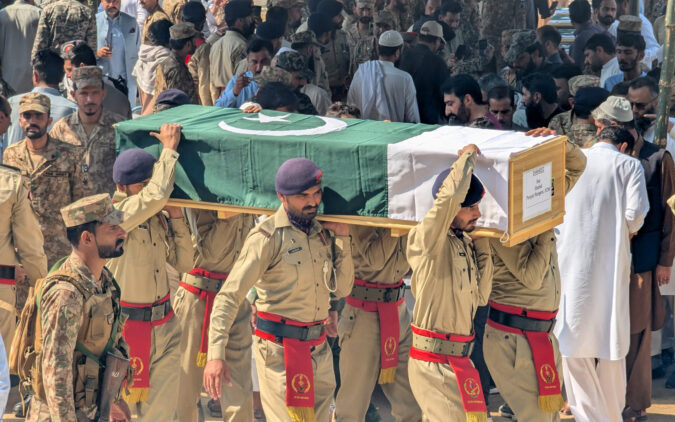 Muzaffarabad: People attend the funeral of victims of a military helicopter crash near Muzaffarabad in Pakistan-occupied Kashmir on Thursday, June 11, 2026. According to security sources, 22 army personnel were killed in the crash. (Photo: Xinhua via IANS)